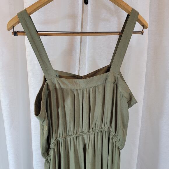 BB Dakota by Steve Madden Tiered Maxi Dress Green Button Front Sleeveless Size L - Picture 5 of 5
